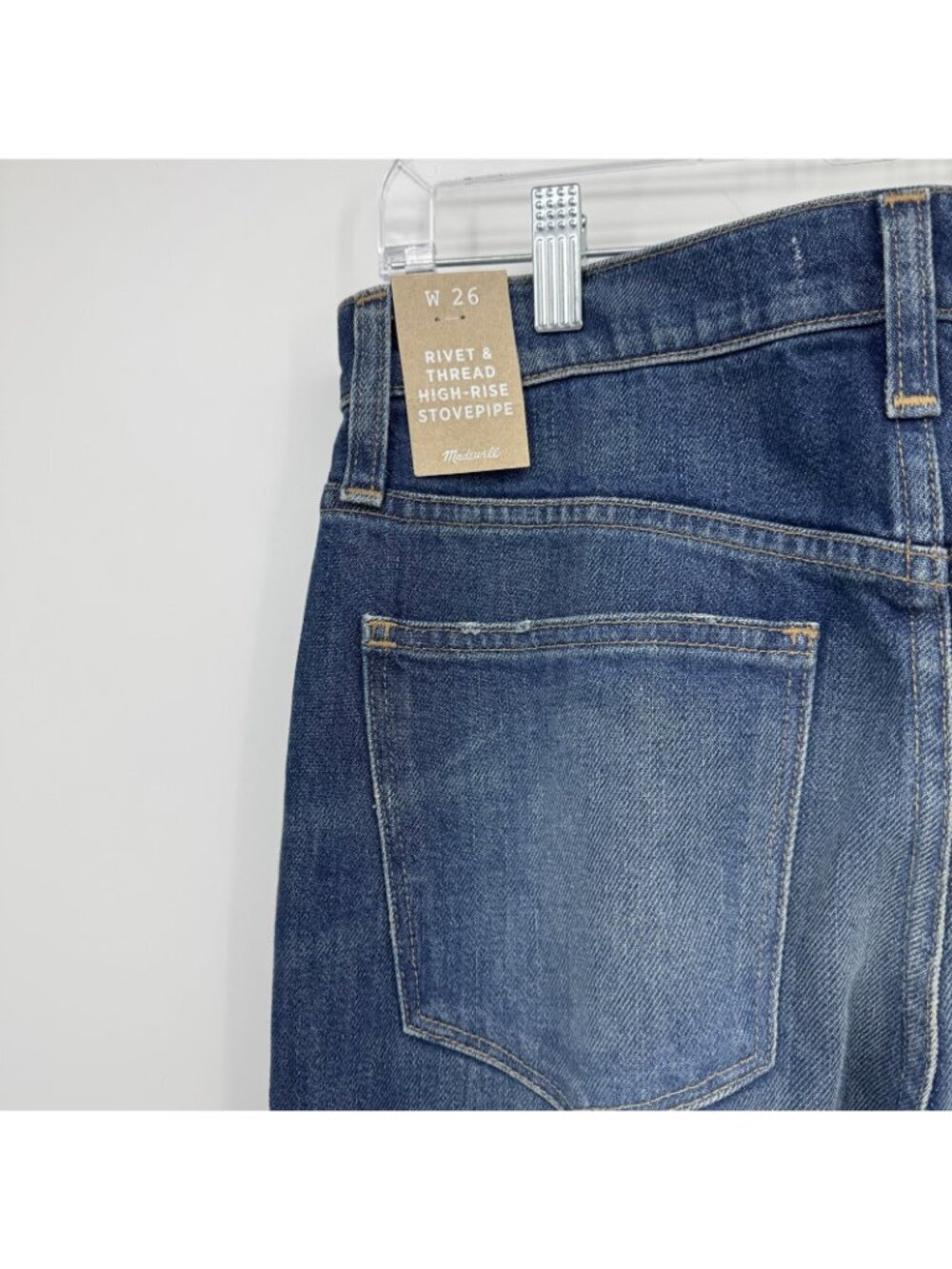 Madewell Rivet & Thread High-Rise Stovepipe Straight Jeans Stretch Size 26 NWT - Picture 8 of 10